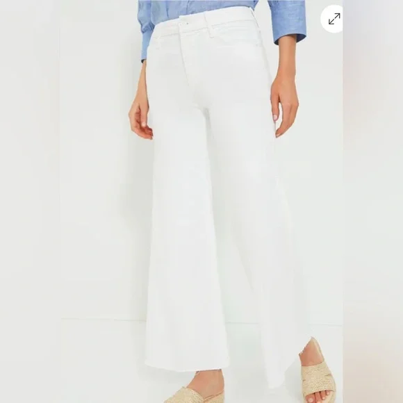 MOTHER Women's White Flare Jeans